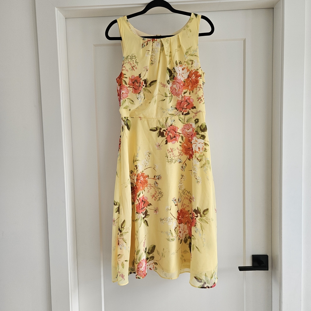 R&K Yellow Floral Midi Dress - Size 10
